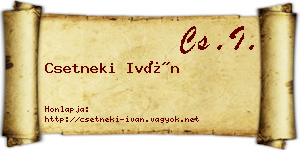 Csetneki Iván névjegykártya